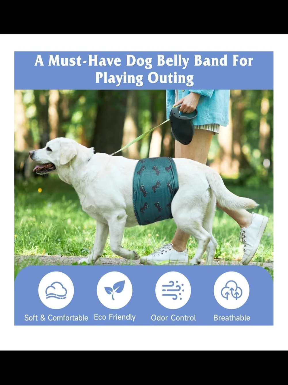 Padded Belly Bands For Male Dogs Size Large